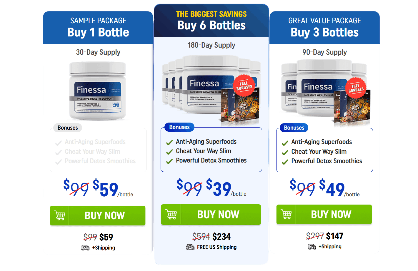 Finessa 1, 6, 3 Jars Packages
